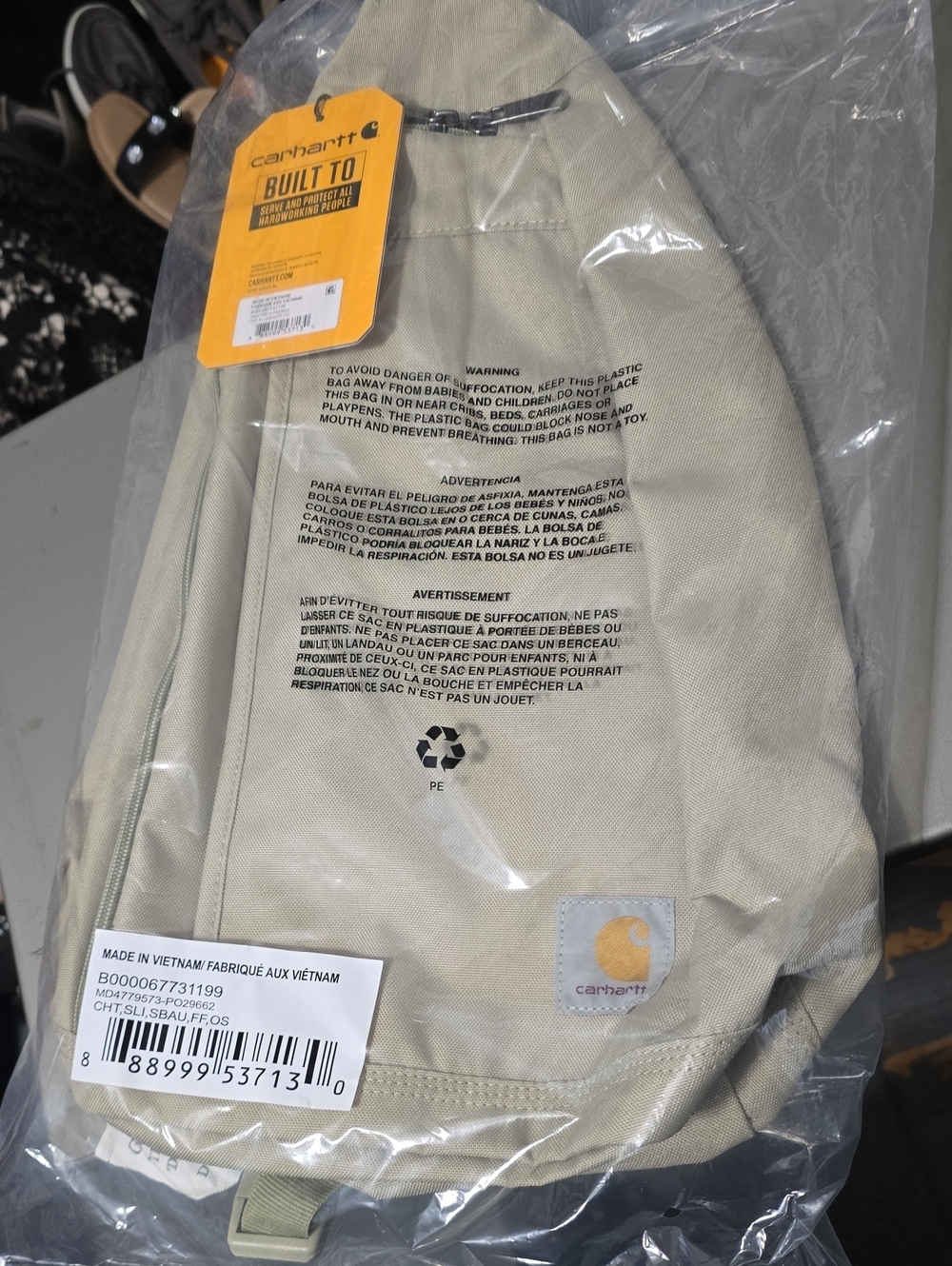 Carhartt Tan Canvas Sling Backpack Unisex